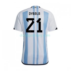 Koszulka Argentyna Dybala 21 Domowe Koszulki Piłkarskie World Cup 2022 Krótki Rękaw